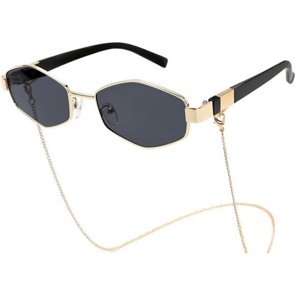 Elegant Sunglasses Womens Trendy 2024, Retro Designer Sun Glasses with Chain